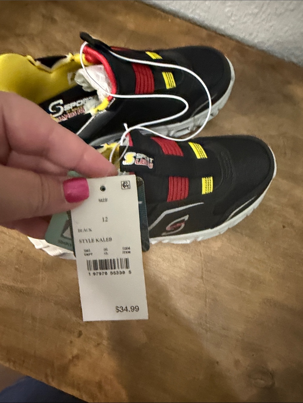 Skechers Kids Black, Yellow & Red Slip-On Athletic Sneakers size 12 - Picture 5 of 6